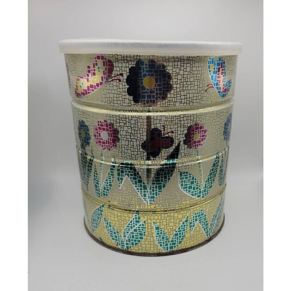 Vintage 1960's Colorful Metallic Coffee Tin